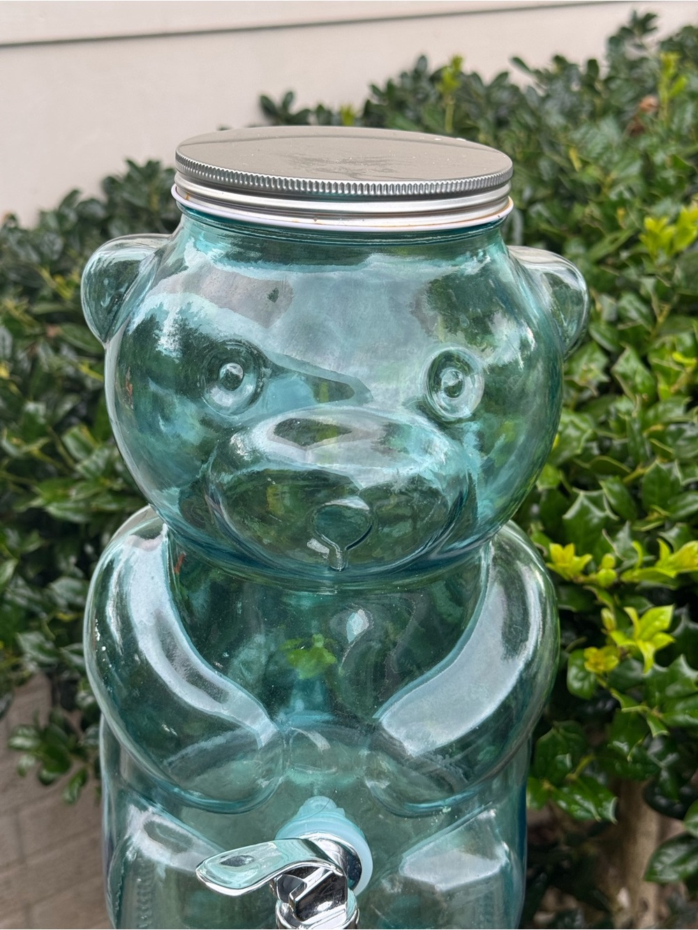 Glass Bear Beverage Dispenser in Aqua